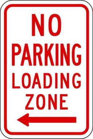 No Parking, Loading Zone, Aluminum, Left Arrow