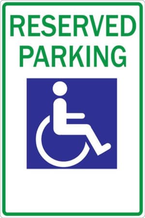 Reserved Handicapped Parking Sign, Recycled Aluminum