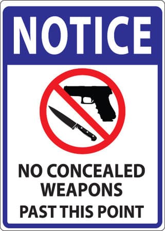 No Concealed Weapons Sign