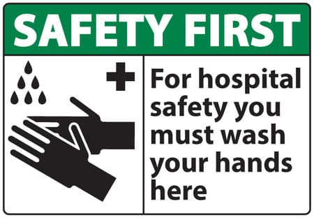 Wash Hands Here Sign, OSHA