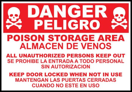 Danger Poison Storage Area Sign