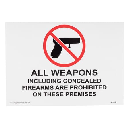Front Facing View Of All Weapons Including Concealed Firearms Are Prohibited On These Premises Sign
