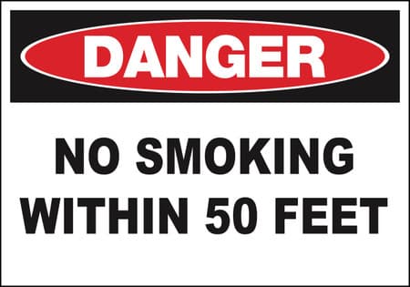 Danger No Smoking Within 50 Feet Sign