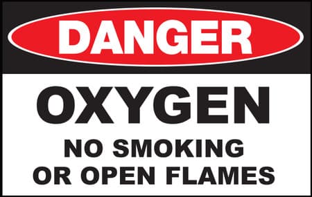 Danger Oxygen No Smoking Or Open Flames