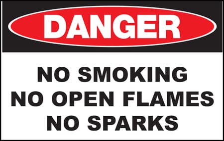 Danger no smoking no open flames no sparks - Sign