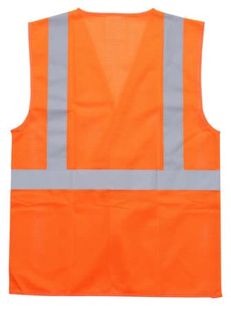 Z-Force V-200 orange high visibility economy Class 2 Type R mesh safety vest back view