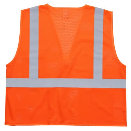Z-Force V-210 orange high visibility mesh safety vest back view
