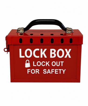 Group Lockout Box, 13-Hole, Steel, Red - 7820