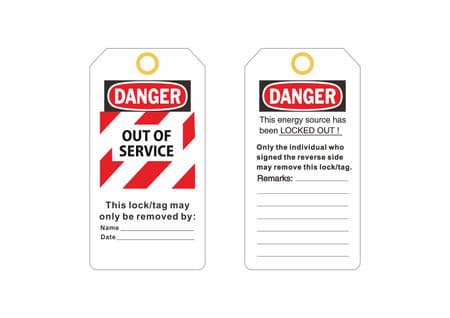 Lockout Tag, DANGER Out of Service, 15 Mil 25/PK #7947