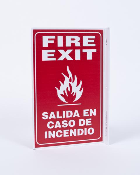 ZING 2633 Projecting L Sign, Fire Exit Bilingual, 11Hx2.5Wx8D, Recycled Plastic 