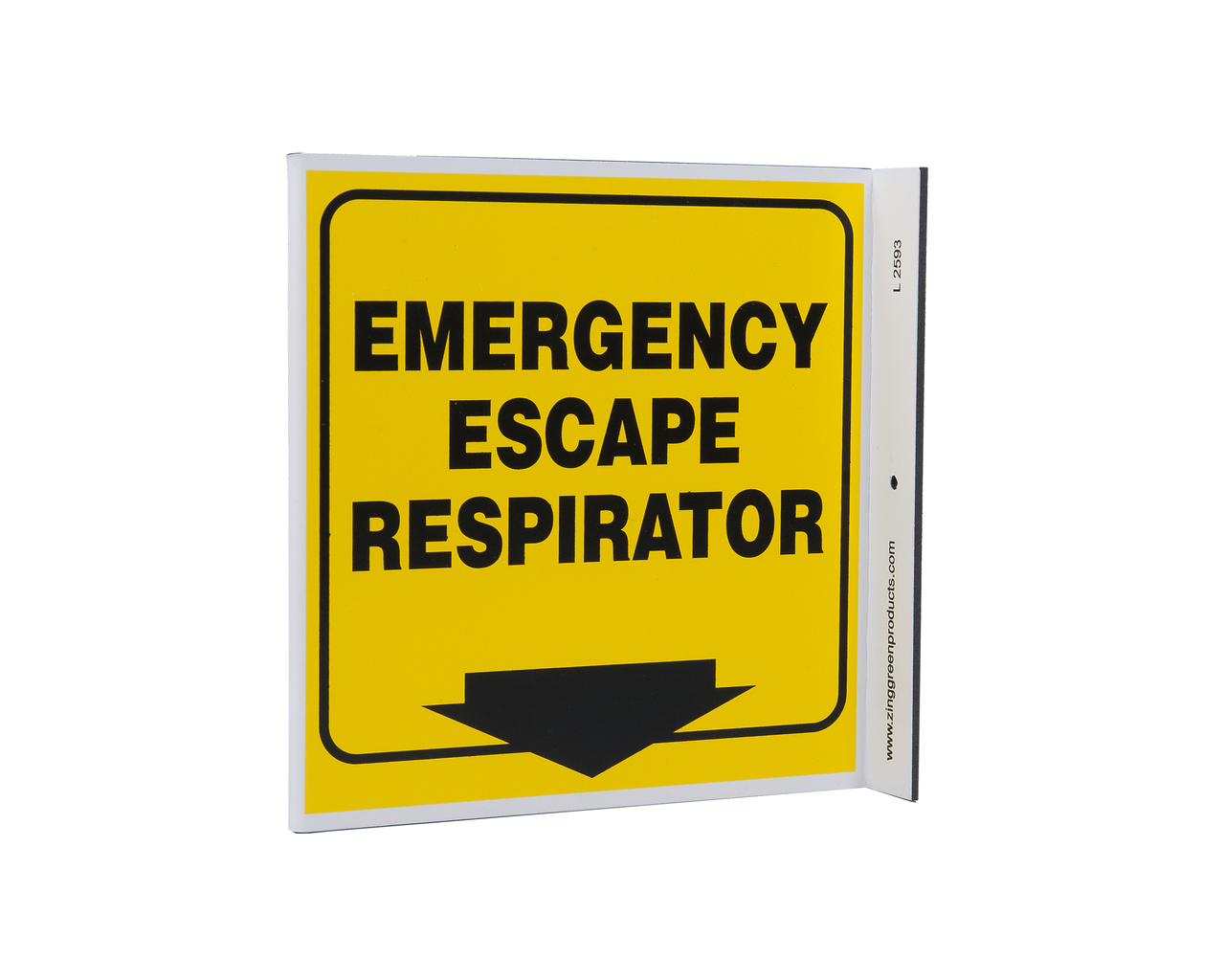 ZING 2593 Eco Safety L Sign, Emergency Escape Respirator, 7Hx2.5Wx7D, Recycled Plastic 